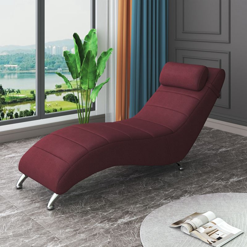 Modern Cushioned Chaise Lounge Pine Chaise with Pillow for Bedroom and Living Room