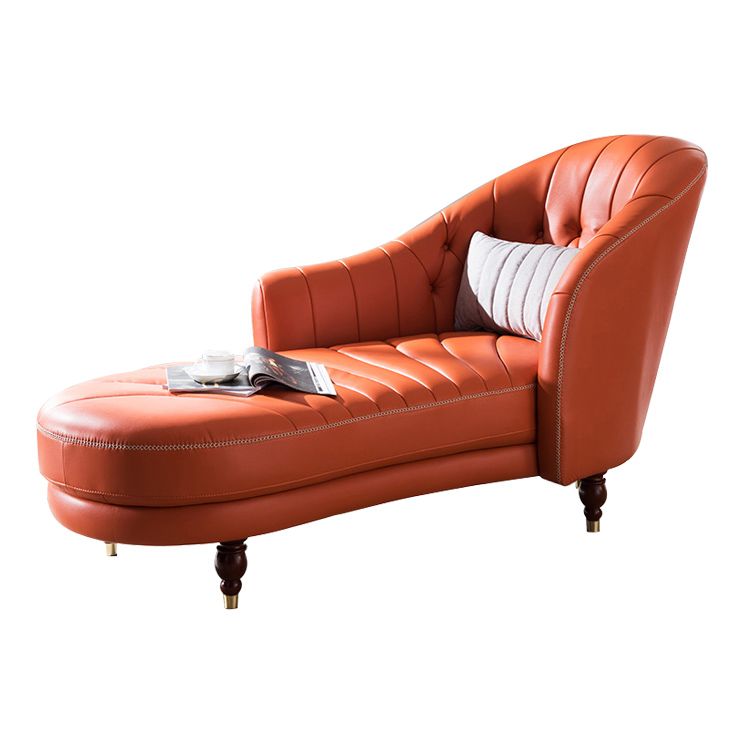 Living Room Chaise Square Arms Modern Leather Upholstered Chaise Lounge