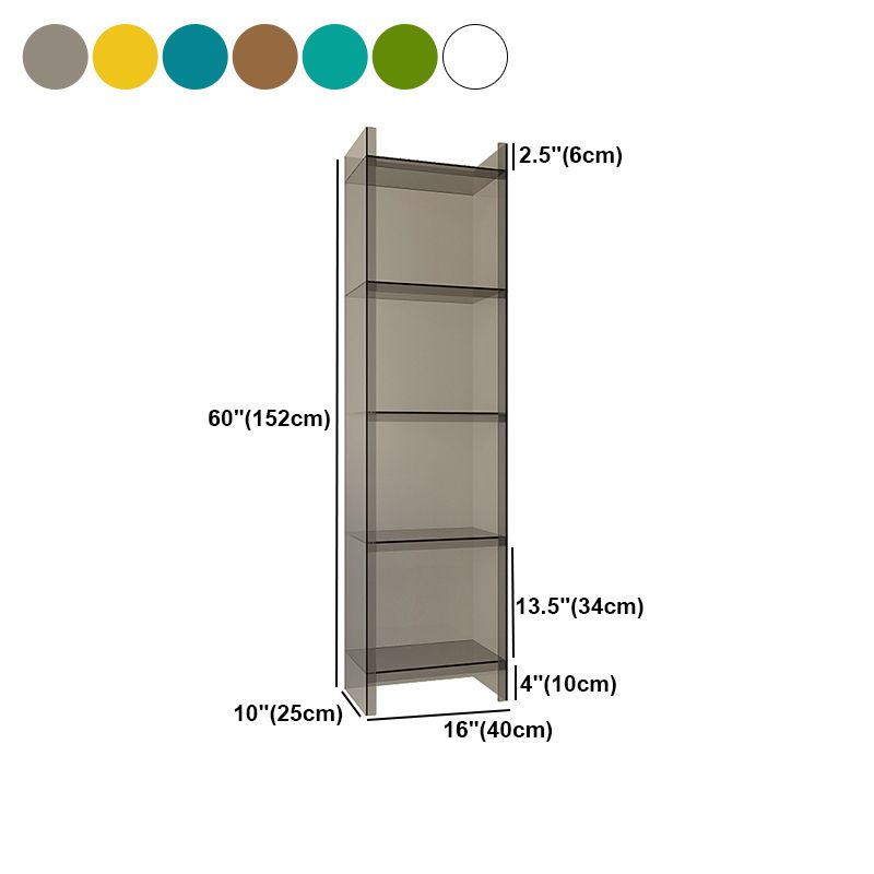 Glam Style Acrylic Standard Bookcase Vertical Closed Back Bookshelf