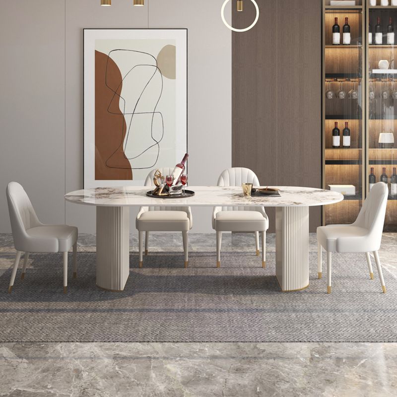 Glam Style Sintered Stone Dining Set Oval 1/3/4/5/7 Pieces Dining Set