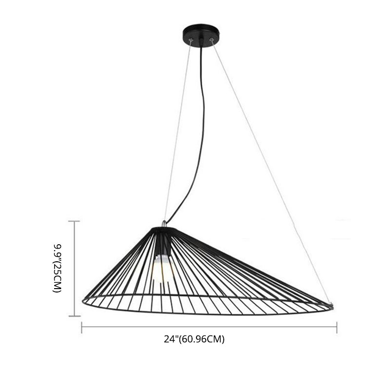 Black Metal 1 Light Pendant Light Nordic Modern Wire Hat Shade Hanging Lamp for Restaurant