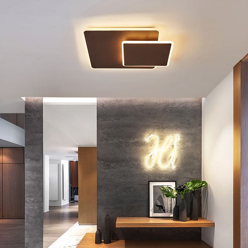 Square Flush Mount Lighting Modernism Acrylic White/Coffee 16"/19.5" Wide LED Ceiling Light in Warm/White Light