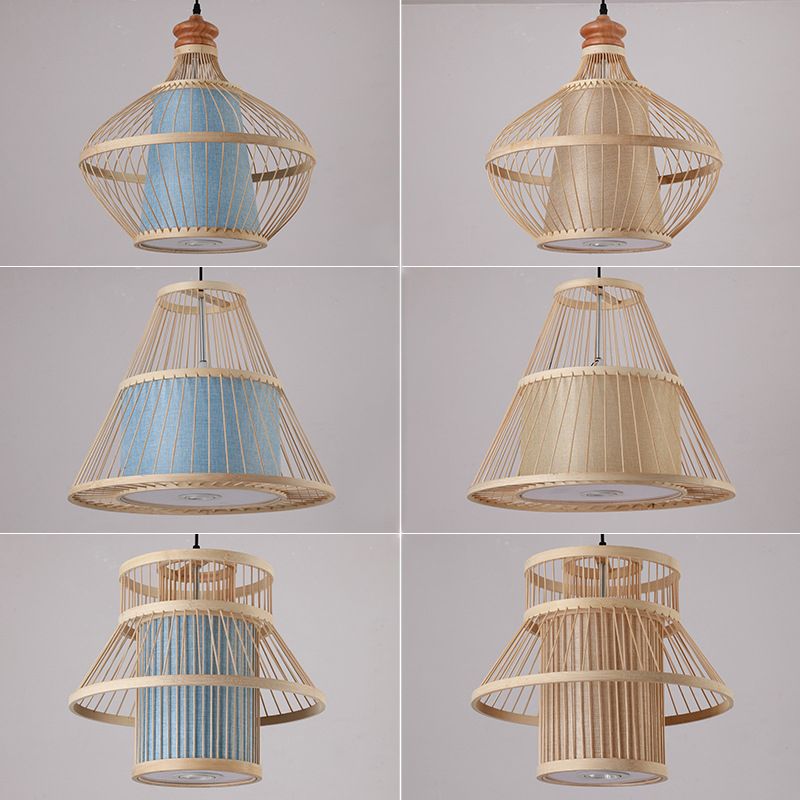 Japanese Pendulum Light Rattan 1-Light Hanging Ceiling Light for Dining Room