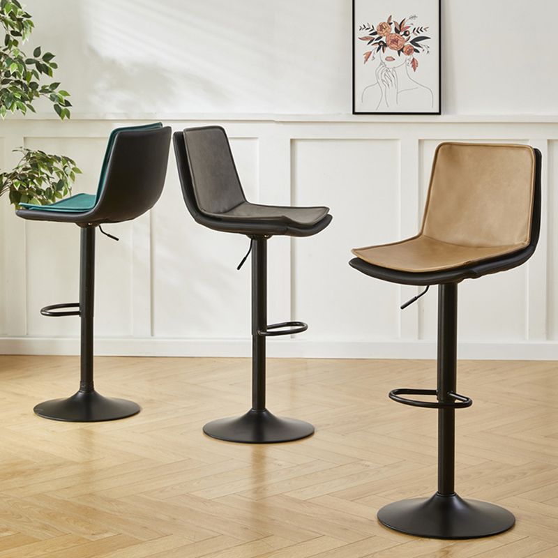 Scandinavian Adjustable Height Swivel Bar Stool Leather Upholstered Bar Stool
