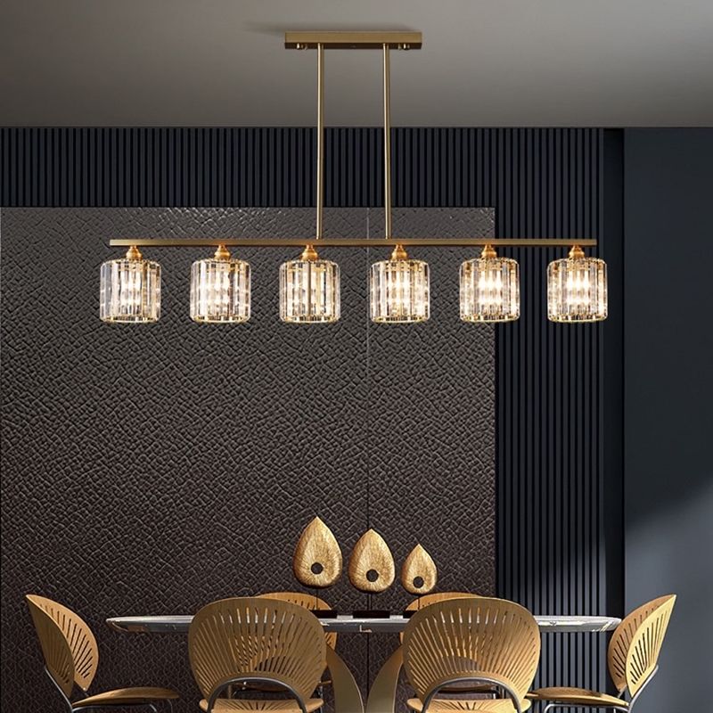 Lámpara de colgadura de estilo nórdico de estilo de cristal de cobre completo para el comedor