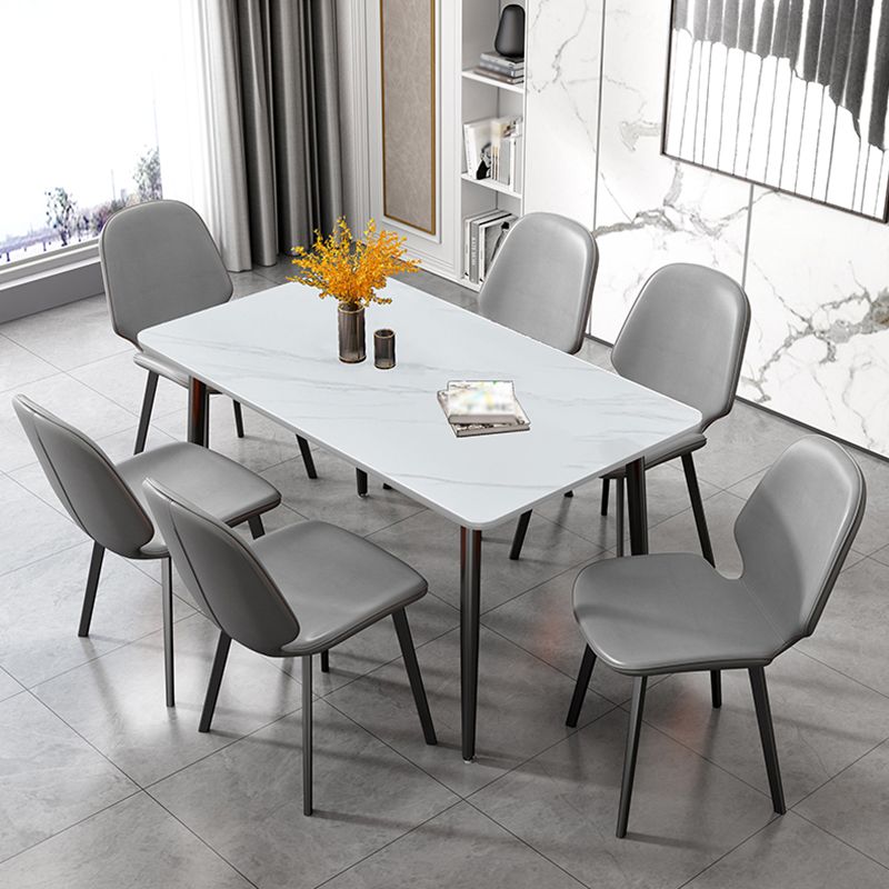 Rectangular Modern Style Sintered Stone Dining Table Dining Furniture with 4 Legs Metallic Base