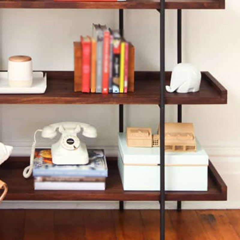 Industrial Style Open Bookshelf Etagere Shelf Bookcase with Rectangular Shelves