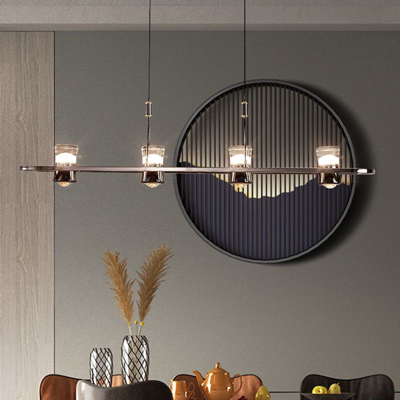 Contemporary Hanging Light Metal Island Light Fixture in Black for Dining Room