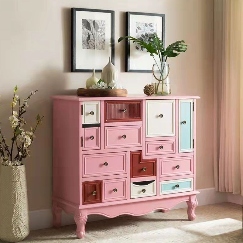 Solid Wood Storage Chest Coastal Storage Chest Dresser with 9 Drawers