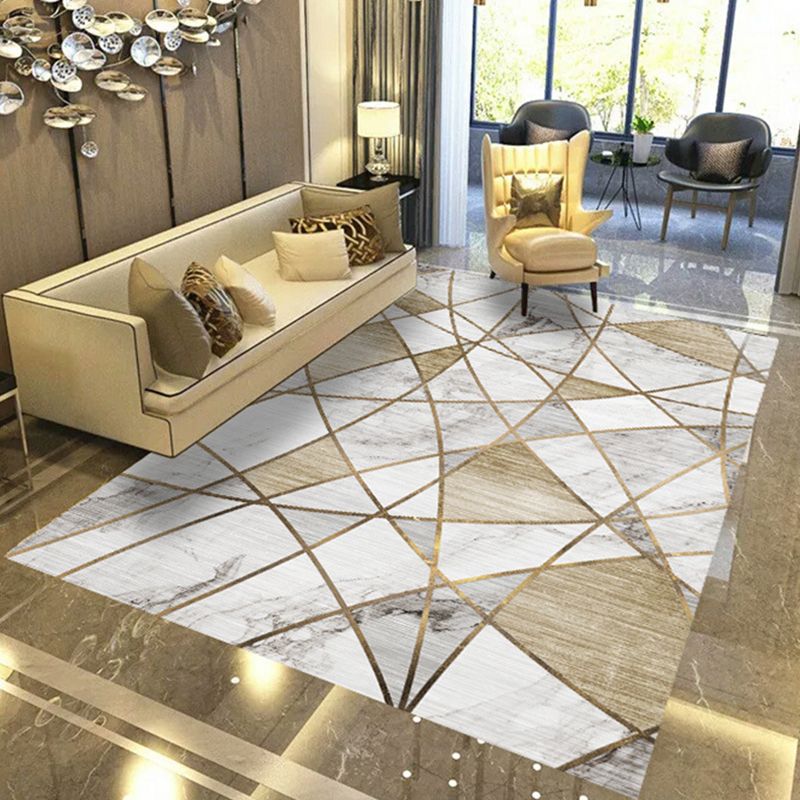 Modern Geometric Abstract Pattern Rug Multi Color Synthetics Carpet Anti-Slip Pet Friendly Machine Washable Rug for Living Room