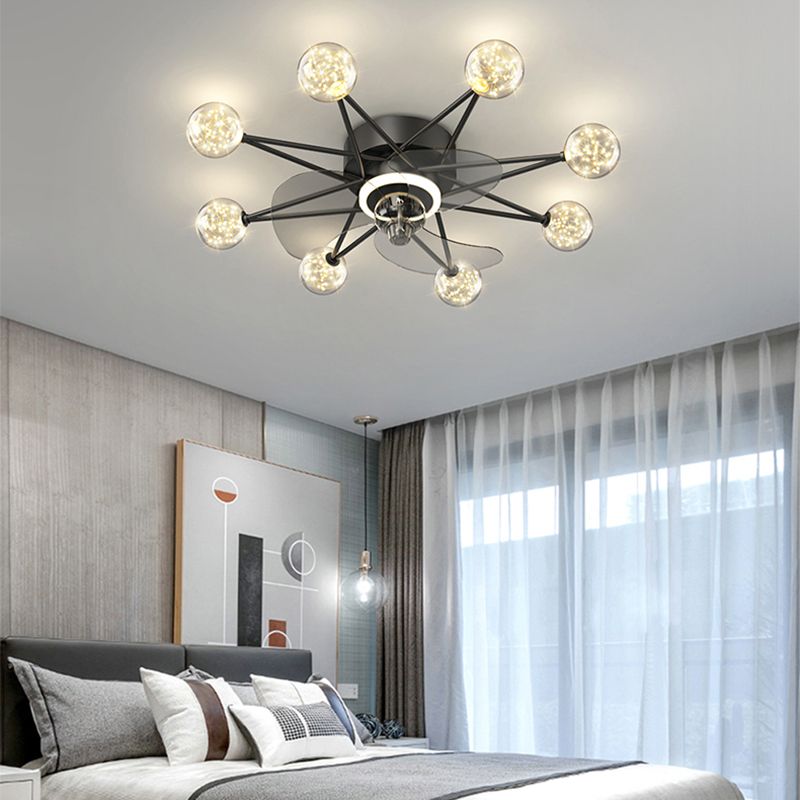 Kids Style Spherical Ceiling Fan Lights Metal LED Flush Lights for Bedroom