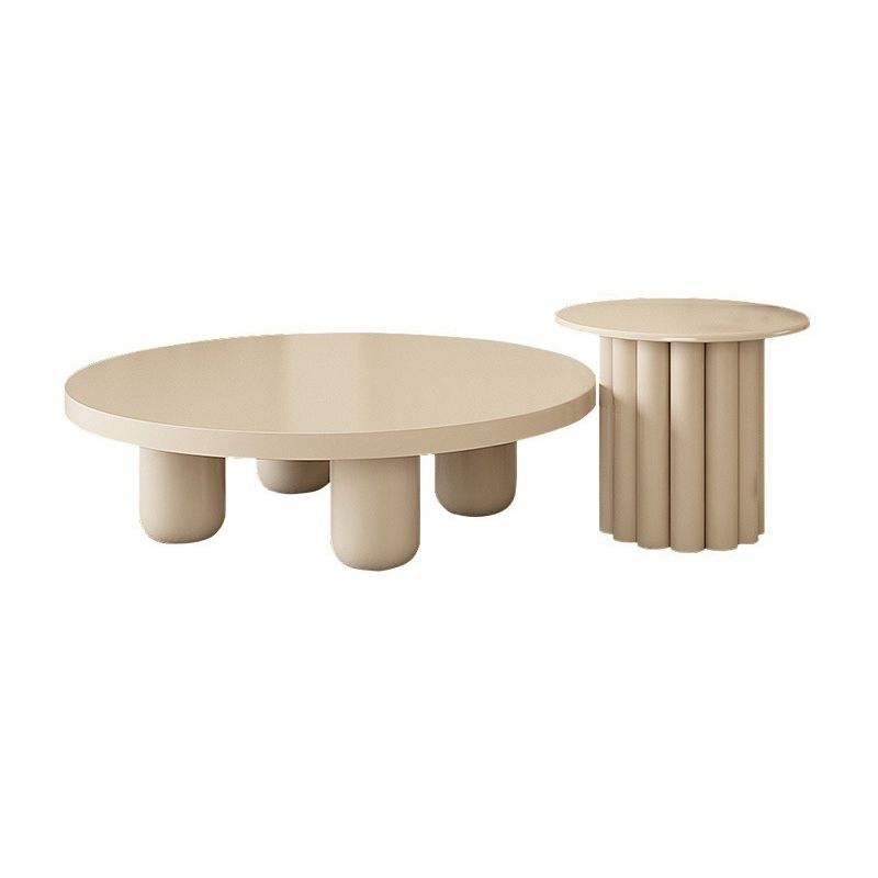 Solid Wood Coffee Table Minimalist Coffee Table with Round Top for Living Room