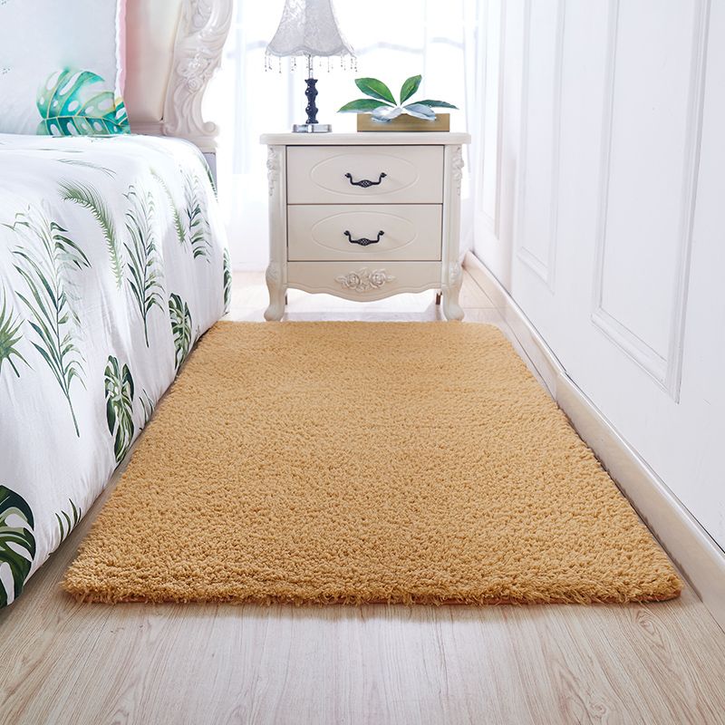 Casual Solid Rug Polyester Indoor Carpet Non-Slip Backing Shag Area Carpet for Living Room