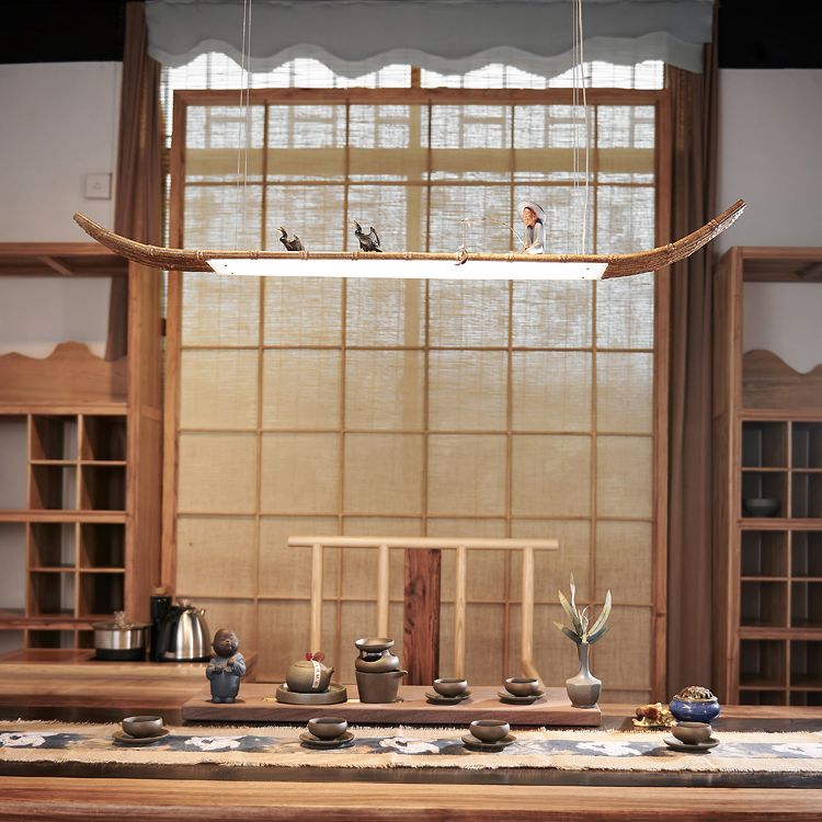 Linear Isola a ciondolo LED moderno a sospensione a soffitto in metallo per la sala da tè