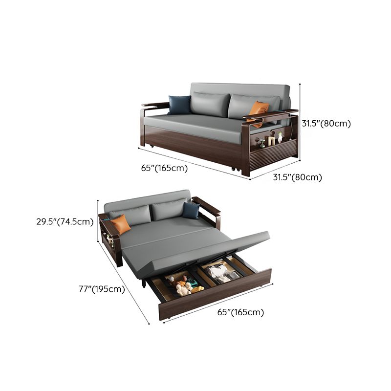 31" Wide Contemporary Sleeper Sofa Futon Gray Storage Sleeper Sofa