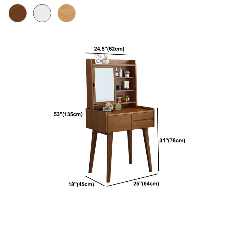 Scandinavian Mirrored Make-up Vanity Solid Wood Dressing Table