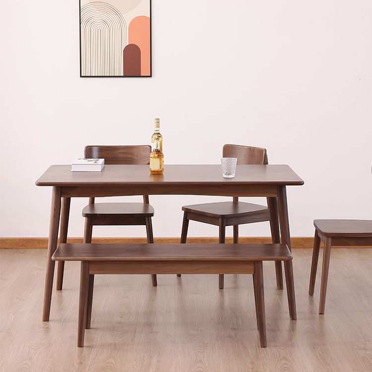 Brown Solid Wood Dining Set 1/4/5 Pieces Modern Dinette Set with Wooden Chairs