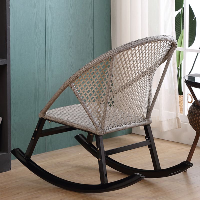 Rattan Rocker Chair Mid-Century Modern Rocking Chair with Gray Frame