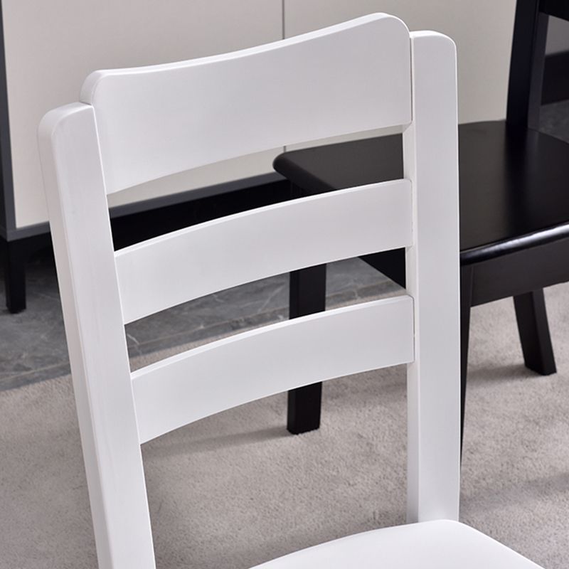 Sillas de comedor sin brazos para el hogar, silla lateral con respaldo de escalera y patas de madera (juego de 2)