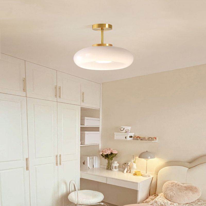 Modern Ceiling Lamp Household Flush Mount Light Fixture with Colorful Glass Shade