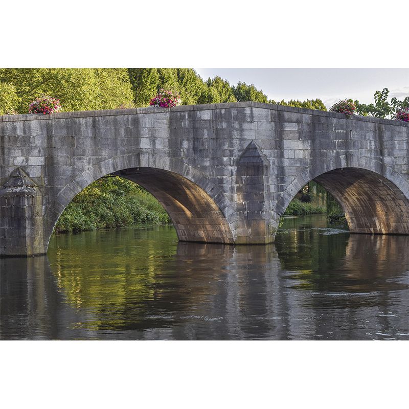 Contemporary Stone Bridge Architecture Mural Stain Resistant for Study Room