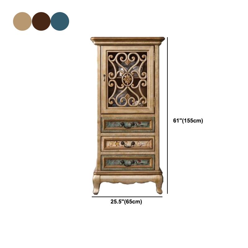 Industrial Wood Accent Cabinet with Drawers Side Cabinet with Bracket Legs