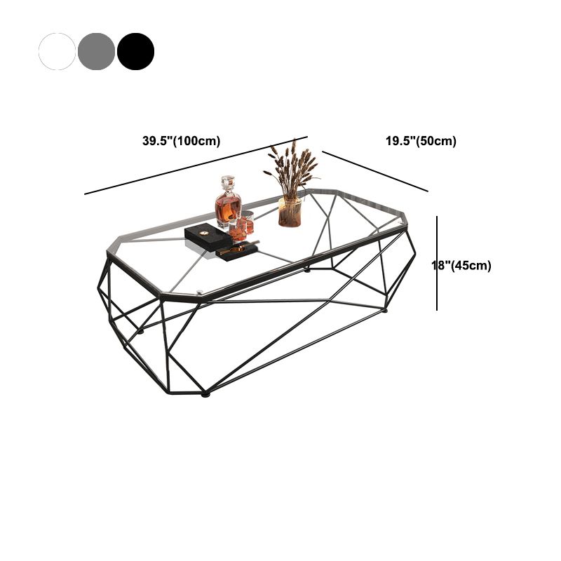 Modern Frame Coffee Table Rectangular Glass Top Coffee Cocktail Table for Living Room