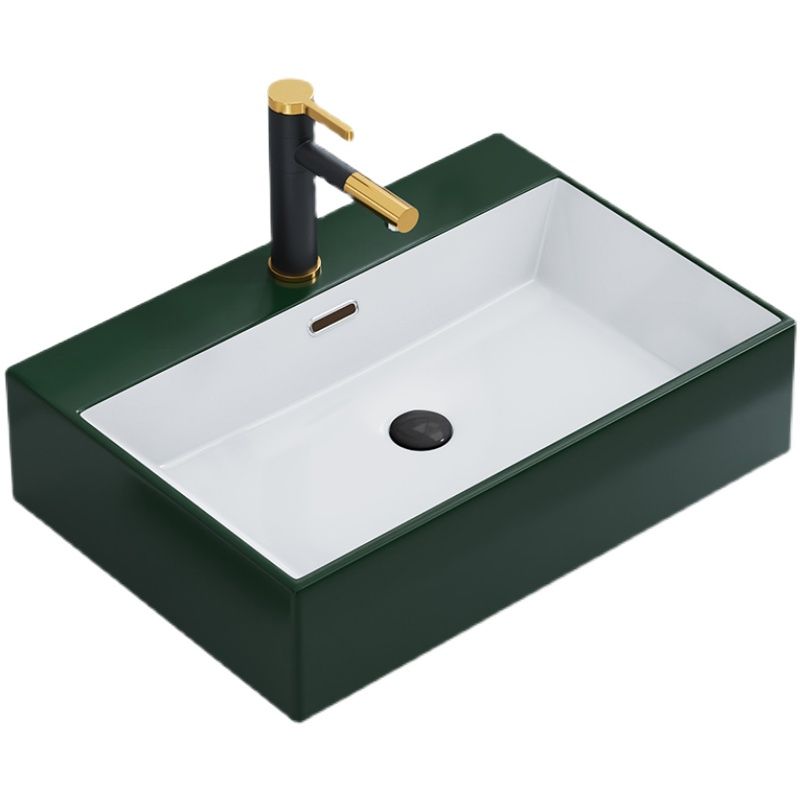 Rectangular Bathroom Sink Ceramic Modern Vessel Bathroom Sink with Faucet