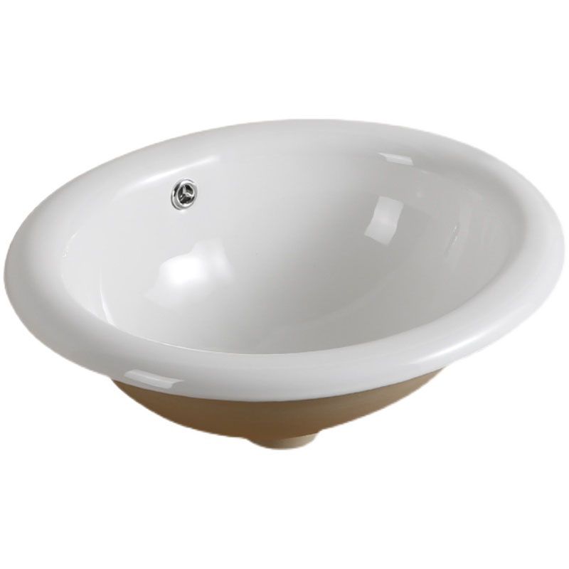 Contemporary Bathroom Sink with Pop-Up Drain Porcelain Oval-Shape Undermount Bathroom Sink