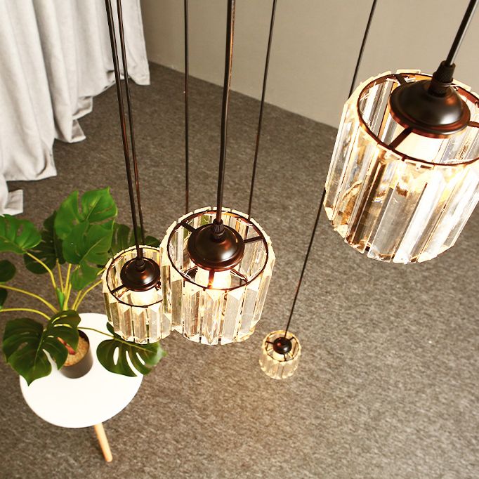 Cilindrische kristal prisma hanger moderne stijl zwart zwart hangend licht voor trap