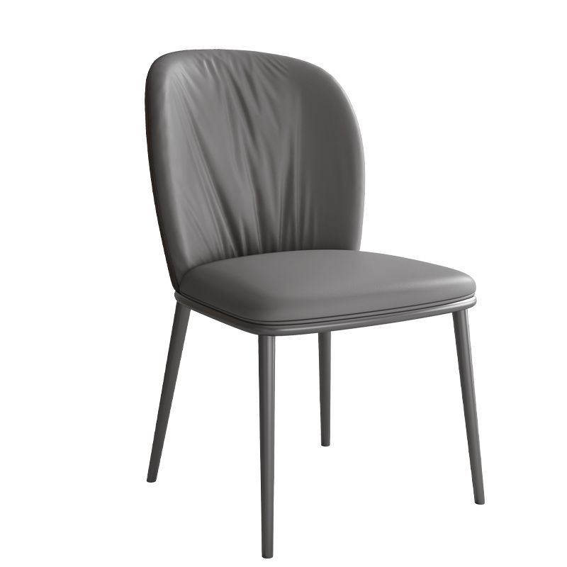 Modern Style Faux Leather Chair Armless Metal Side Chair for Home Use