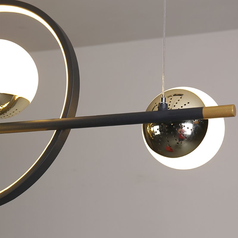 Contemporary Glass Chandelier Lamp Linear Island Pendant for Dining Room