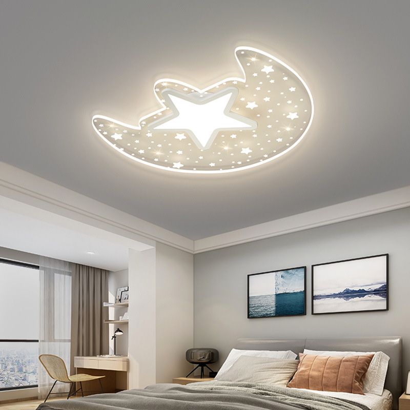 Lampada da soffitto moderna a forma di luna nordica in alluminio a 2 luci con montaggio ad incasso per camera da letto