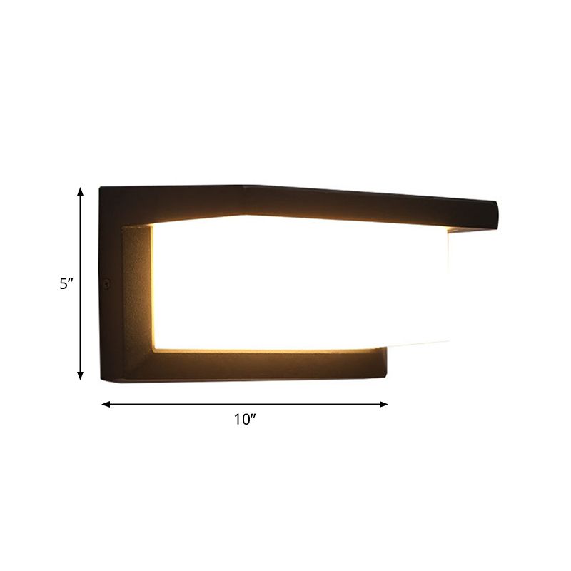 Arc/Rectangle/Oblong LED Wall Lamp Contemporary Aluminum Black Flush Mount Wall Sconce for Courtyard