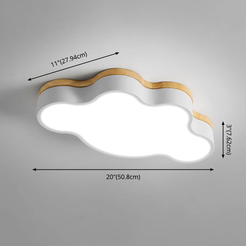 Le nuage en bois LED Ceiling Fixture in Modern Creative Style Acrylique Macaron Flush Mount for Bedroom