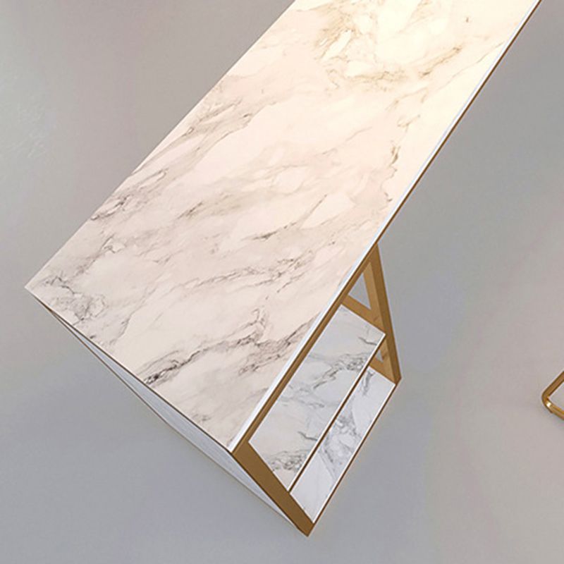 Rectangular Bar Height Table Faux Marble Top Bistro Pub Table for Patio Use