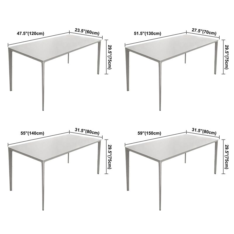 Mesa de comedor de piedra sinterizada contemporánea Mesa de comedor de forma rectangular blanco para cocina