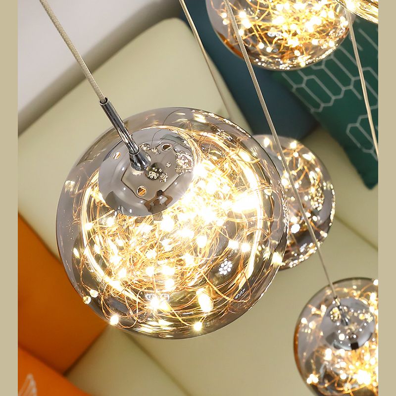 Modern Cascade Pendant Pure Glass Light Foyer Light Indoor Lighting