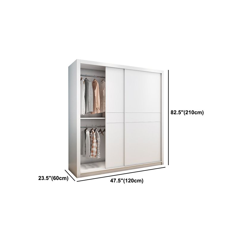 Contemporary Style Wardrobe Armoire White Engineered Wood Wardrobe with Drawer