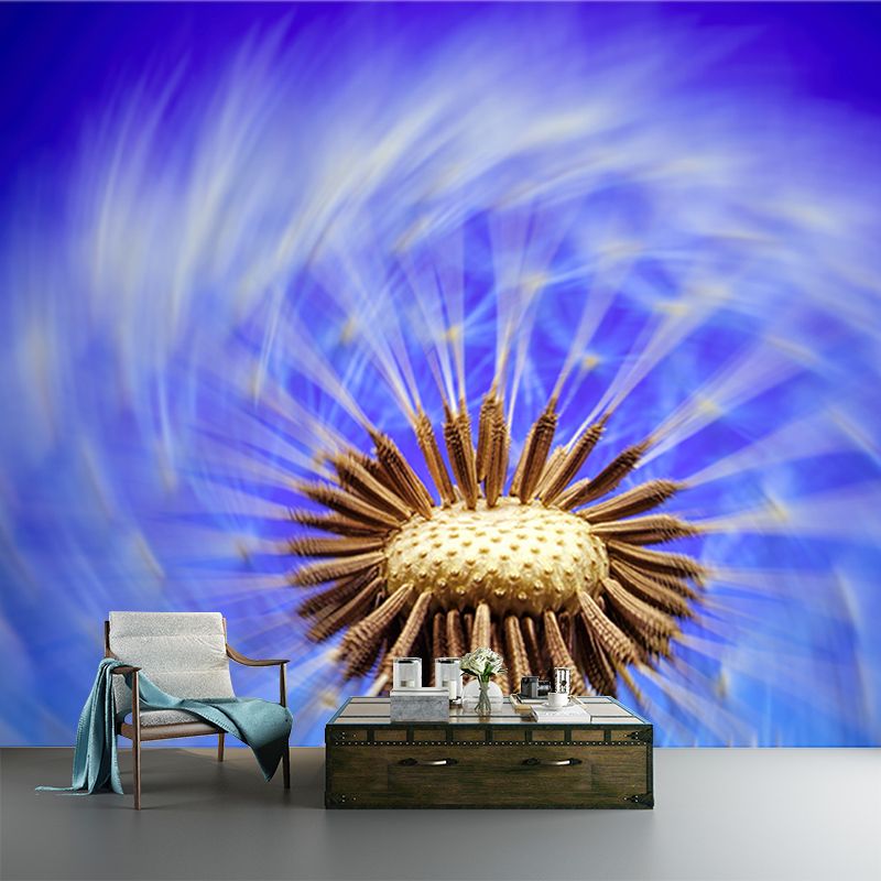 White Dandelion Mural Wallpaper Stain Resistant Modern Interior Decoration