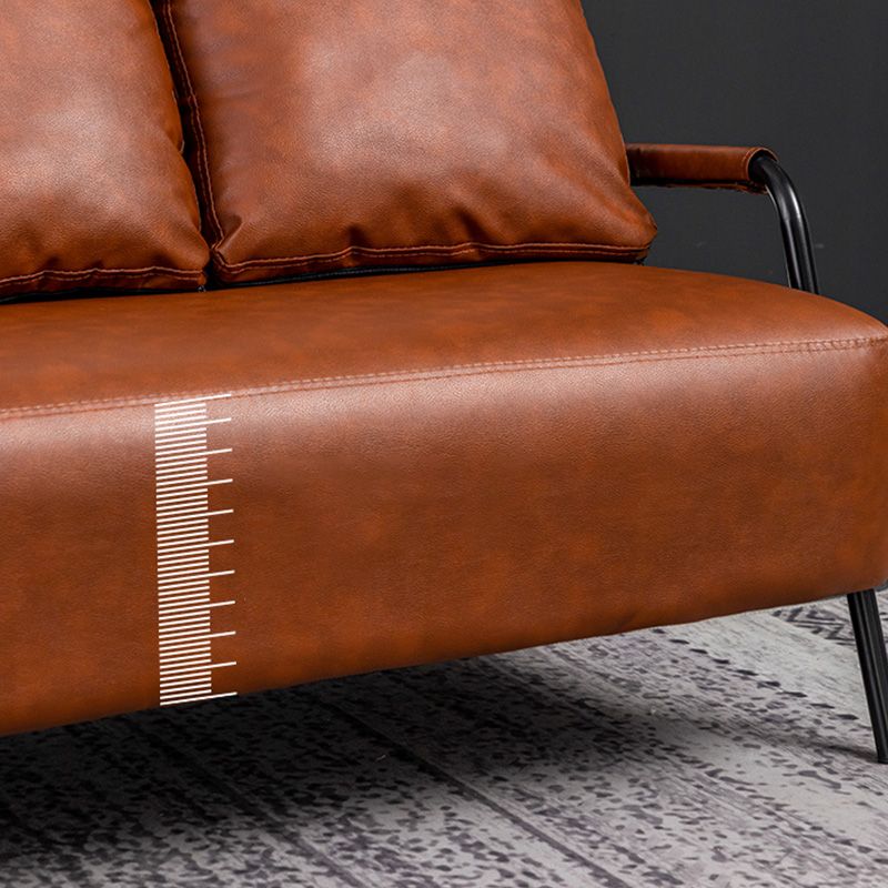 25.59" Wide Faux Leather Metal Frame Sofa 3 Seater Sofa for Living Room