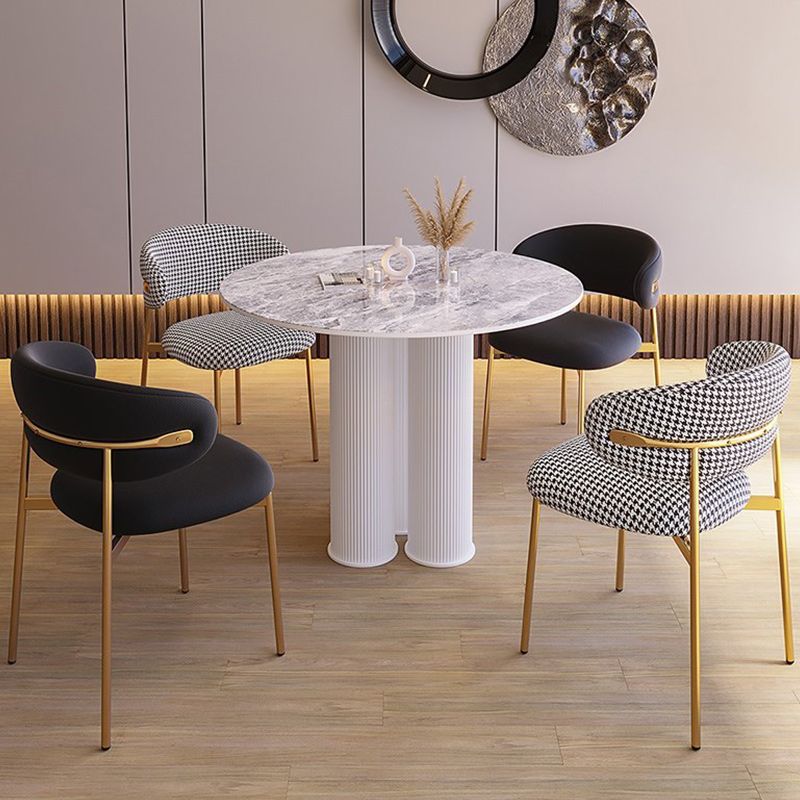Modern Stone Dining Table Round Artificial Wood Table with Tripod Base