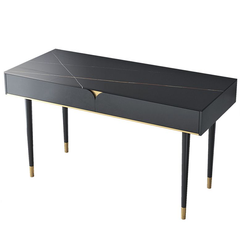 Parsons Glam Office Desk Rectangular Writing Desk with 2 Drawers