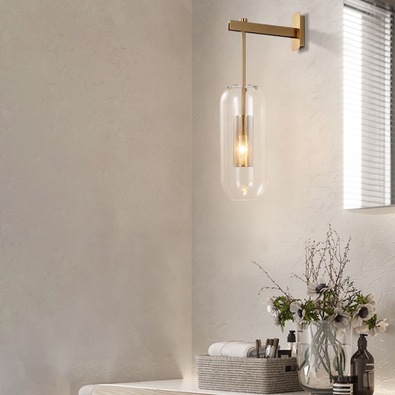 Industrial Glass Vanity Light Minimalist Wall Light Sconce for Bathroom
