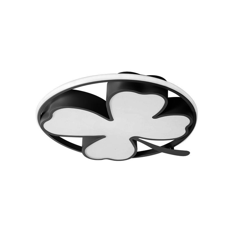 Clover Bedroom Flushmount Lighting Acrylic Led Creative Close to Ceiling Light in Black/Green