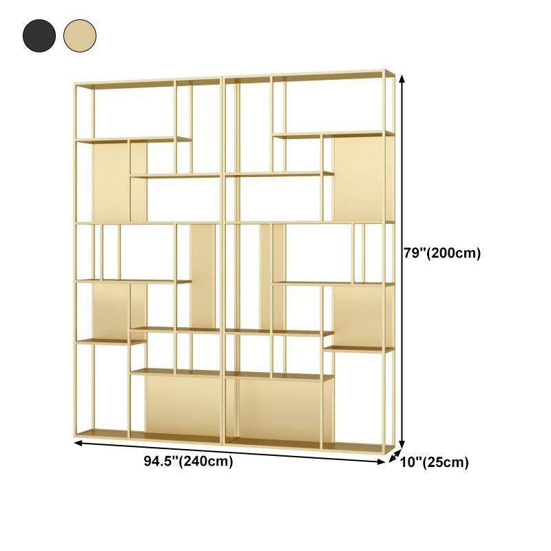 Home Office Etagere Bookcase Modern Metal Bookshelf with Rectangle Shelves