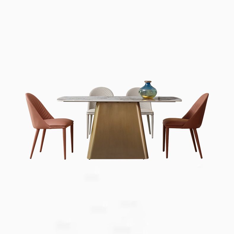 Nordic Glam Style Rectangle Sintered Stone Table Set 1/2/5/7 Pieces Dining Set