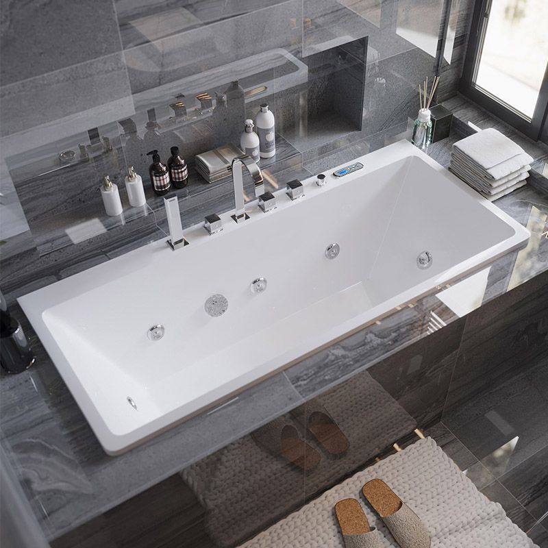 Contemporary Whirlpool/Soaking Bathtub Rectangle Drop-in Bathtub in White
