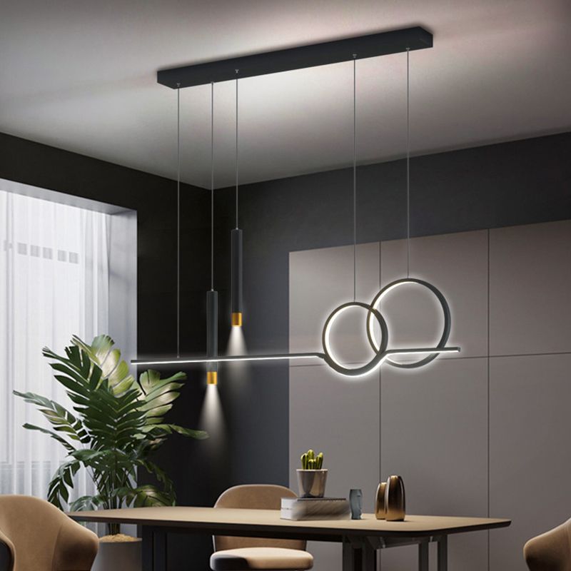 Postmodern Style Unique Shape Island Pendant Metal 5 Light Island Lighting for Dining Room