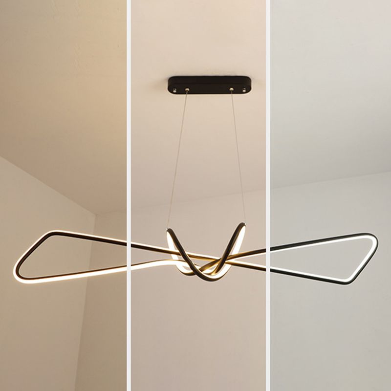 Linear LED Island Chandelier Lights Metal New Modern Hanging Lamp for Dining Room